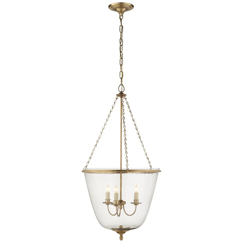 AERIN Pondview Medium Jar Lantern in Hand-Rubbed Antique Brass Ceiling Light W19.5" x H37.5"