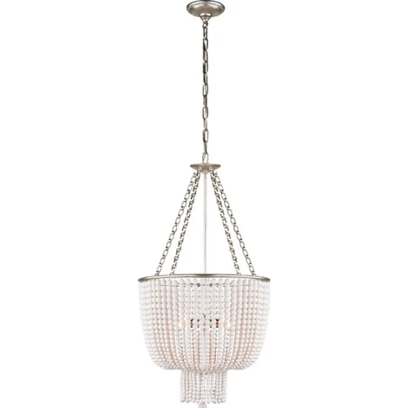 AERIN Jacqueline Chandelier in Burnished Silver Leaf with White Acrylic Ceiling Light W19" x H35"