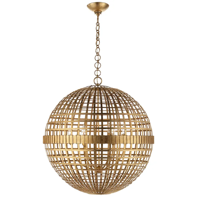 AERIN Mill Large Globe Lantern in Gild Ceiling Light W30" x H32.25"