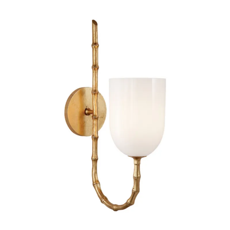 AERIN Edgemere Wall Light in Gild with White Glass W4.5" x H16"