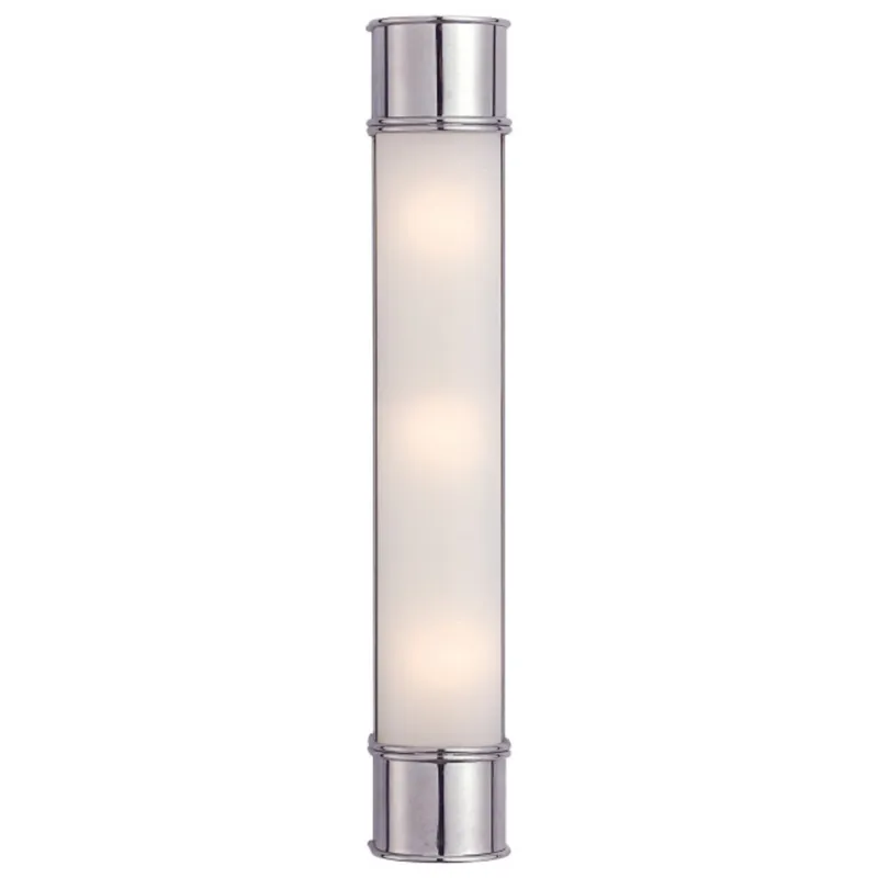 Chapman & Myers Oxford 24" Bath Sconce in Chrome with Frosted Glass Wall Light W4" x H24"