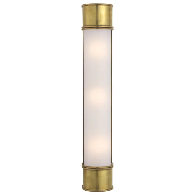 Chapman & Myers Oxford 24" Bath Sconce in Antique-Burnished Brass with Frosted Glass Wall Light W4" x H24"