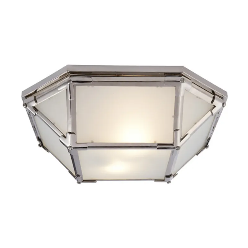 Suzanne Kasler Morris Flush Mount in Polished Nickel with Frosted Glass Ceiling Light W15.5" x H5"