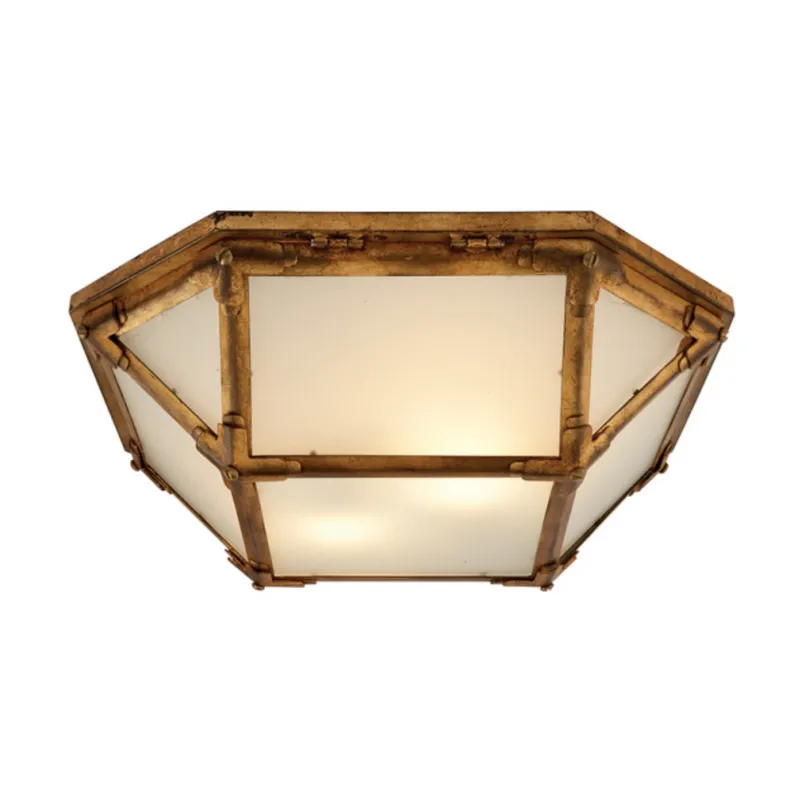 Suzanne Kasler Morris Flush Mount in Gilded Iron with Frosted Glass Ceiling Light W15.5" x H5"