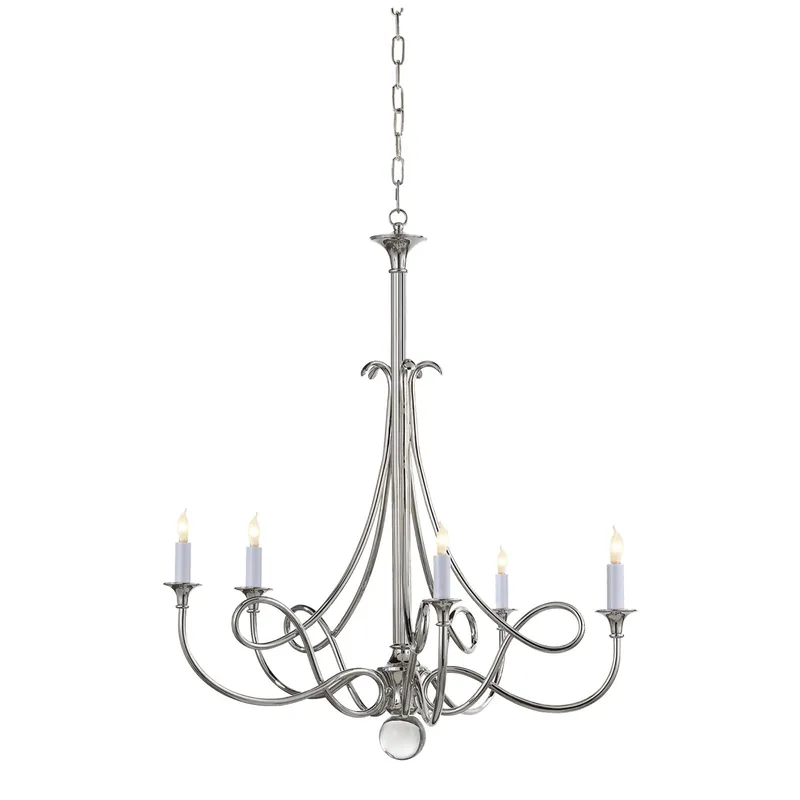 Eric Cohler Twist Chandelier in Polished Nickel Ceiling Light W26" x H30"