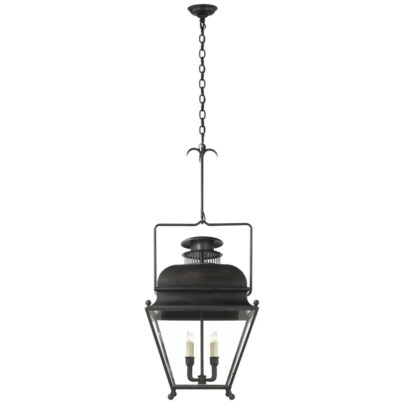 Chapman & Myers Holborn Large Lantern in Aged Iron Ceiling Light W18.25" x H45"