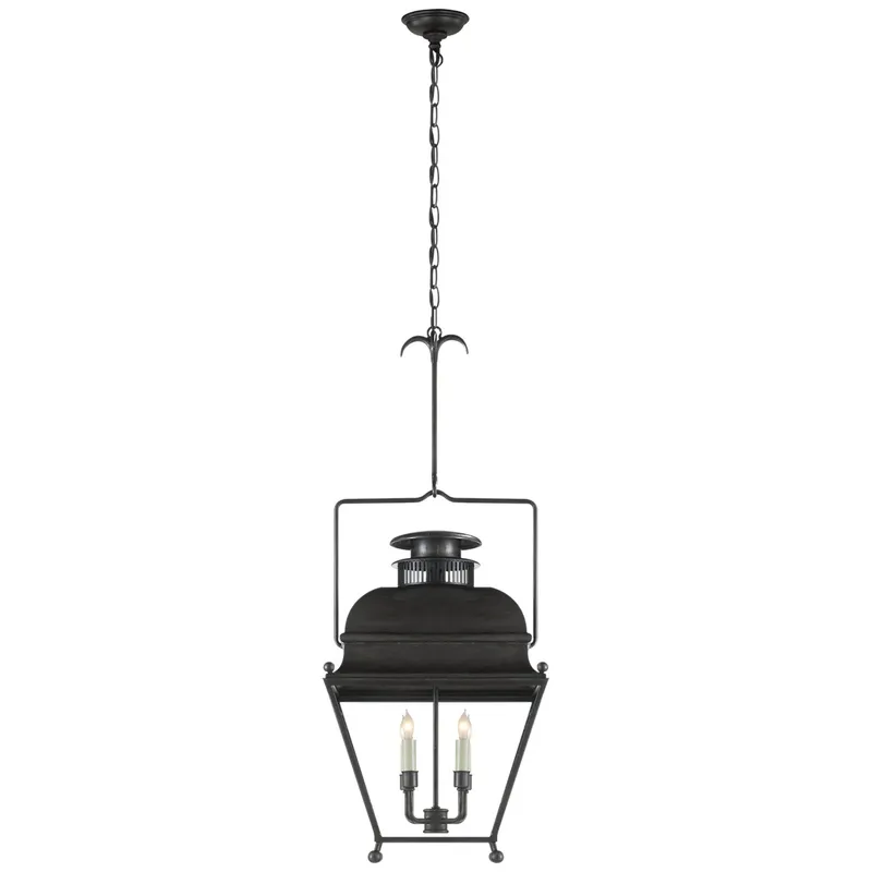 Chapman & Myers Holborn Small Lantern in Aged Iron Ceiling Light W14" x H34.5"
