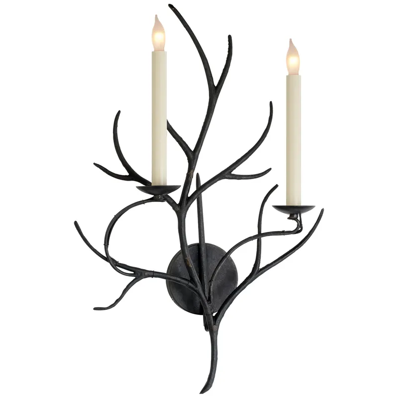 Chapman & Myers Branch Sconce in Aged Iron Wall Light W15" x H22.75"