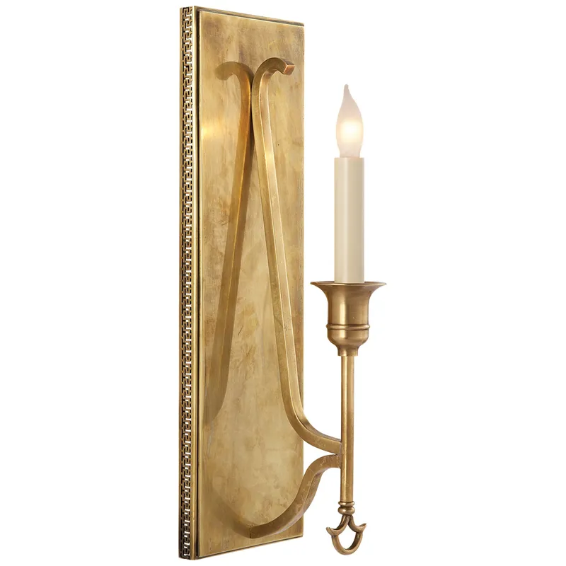 John Rosselli Savannah Sconce in Hand-Rubbed Antique Brass Wall Light W5" x H16"