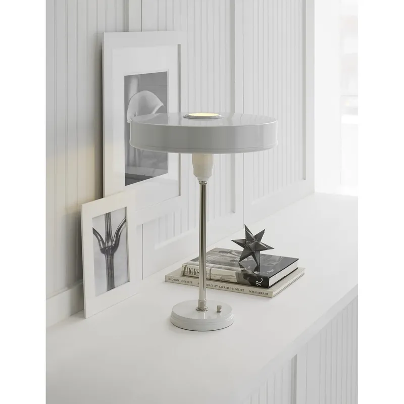 Thomas O'Brien Carlo Table Lamp in Polished Nickel and Antique White W15.5" x H21"