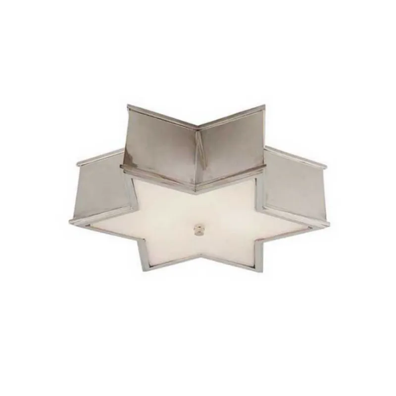 Alexa Hampton Sophia 17" Flush Mount in Polished Nickel with Frosted Glass Ceiling Light W17" x H5"