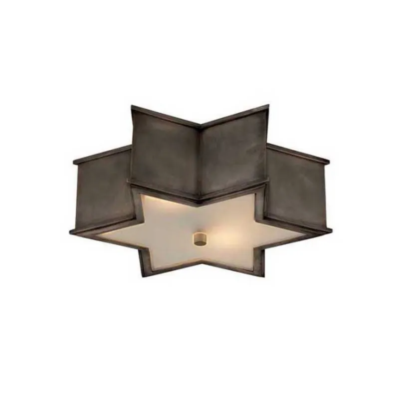 Alexa Hampton Sophia 17" Flush Mount in Gun Metal with Frosted Glass Ceiling Light W17" x H5"