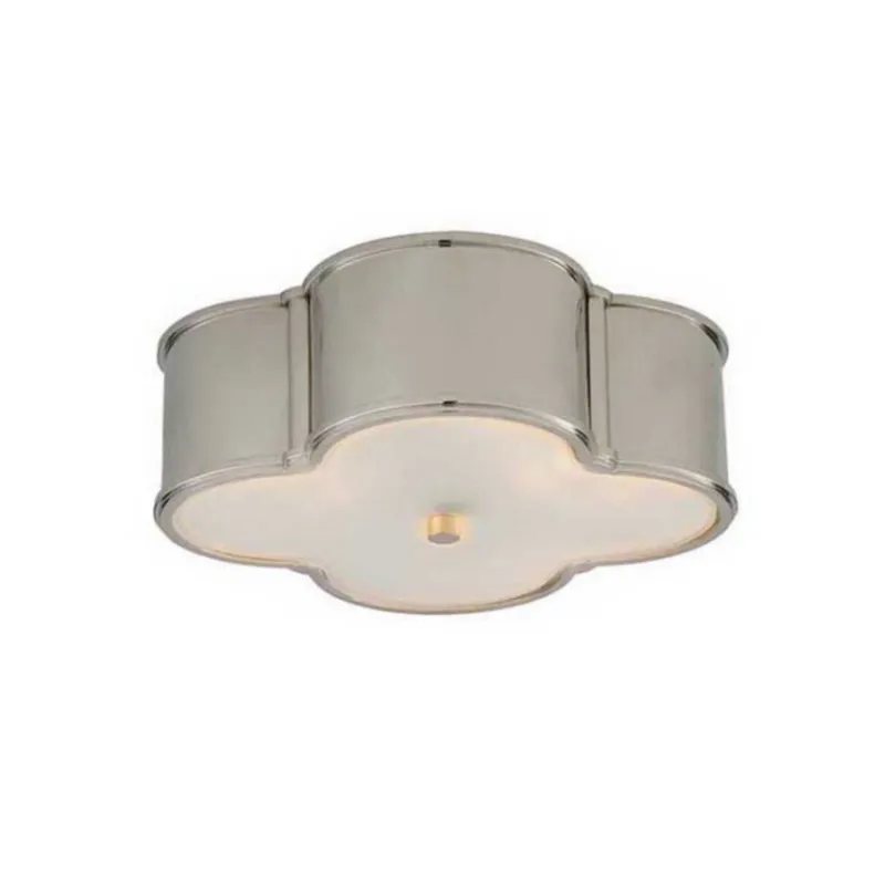Alexa Hampton Basil 17" Flush Mount in Polished Nickel with Frosted Glass Ceiling Light W17.25" x H5"