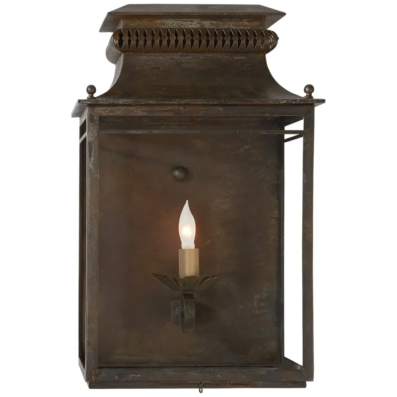 Suzanne Kasler Flea Market Lantern in Antique Zinc Wall Light W11.5" x H18"