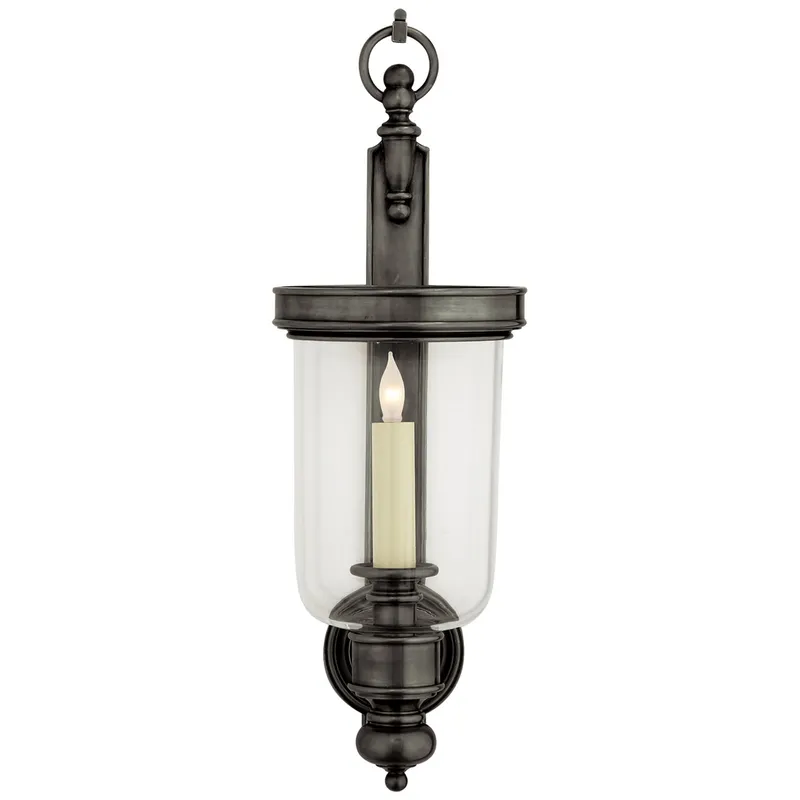 Chapman & Myers Georgian Small Hurricane Wall Sconce in Bronze Wall Light W7.5" x H22"