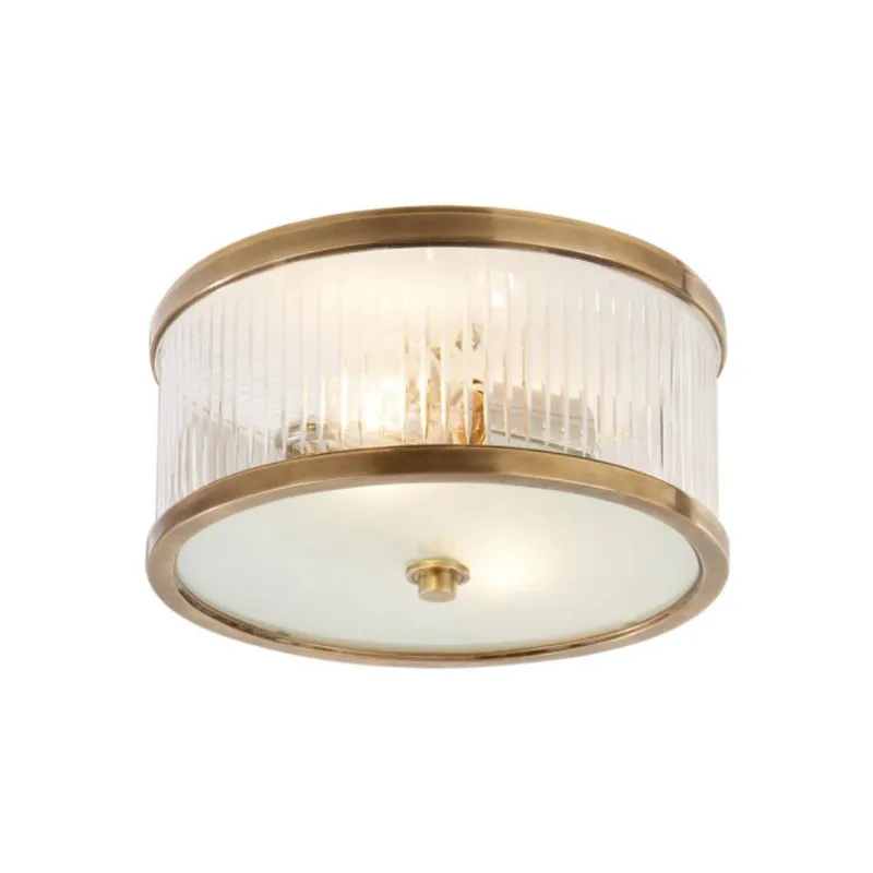Alexa Hampton Randolph Small Flush Mount in Hand-Rubbed Antique Brass Ceiling Light W11.25" x H4.5"