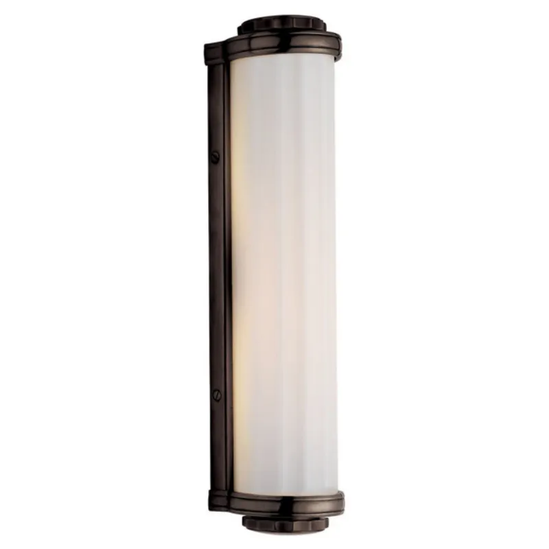 Thomas O'Brien Milton Road Bath Light in Bronze with White Glass Wall Light W3.5" x H14.5"