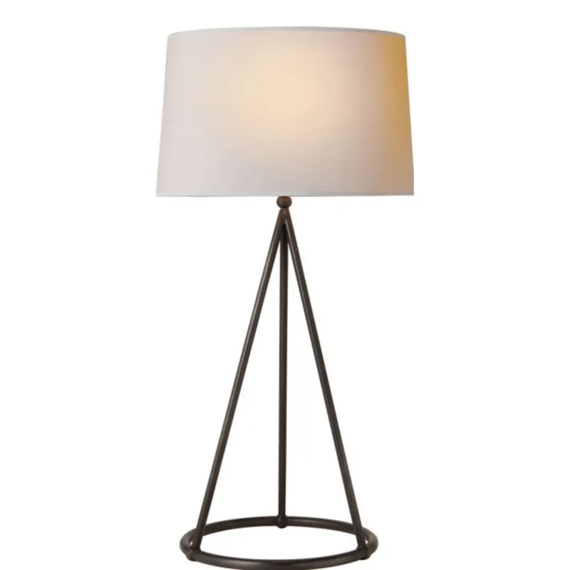 Thomas O'Brien Nina Tapered Table Lamp in Aged Iron with Natural Paper Shade W15" x H31"