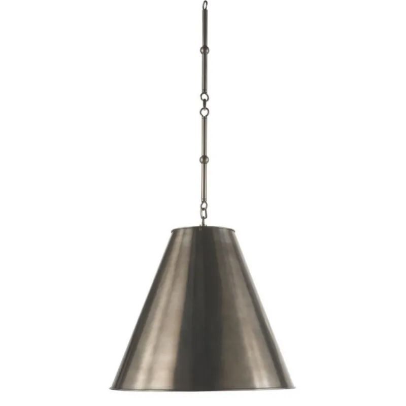 Thomas O'Brien Goodman Medium Hanging Light in Antique Nickel with Antique Nickel Shade Ceiling Light W18"