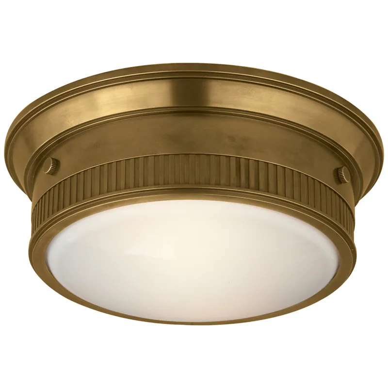 Thomas O'Brien Calliope Marine Flush Mount in Hand-Rubbed Antique Brass Ceiling Light W11.5" x H4.5"
