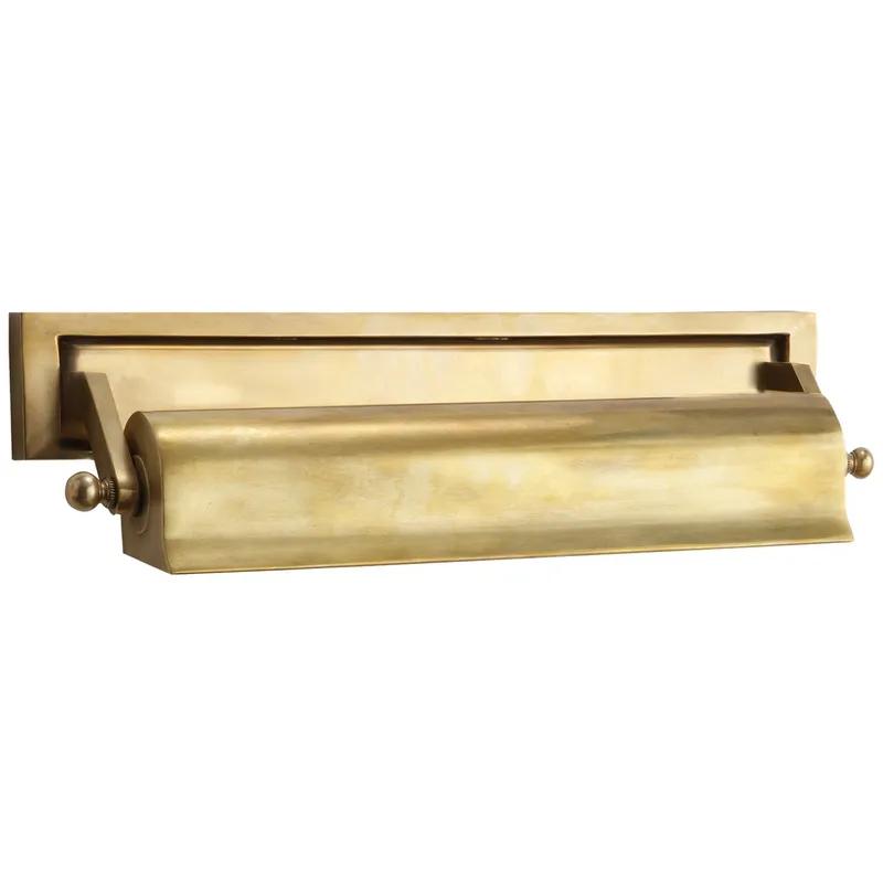 Thomas O'Brien Library 16" Picture Light in Hand-Rubbed Antique Brass Wall Light W17.5" x H4"