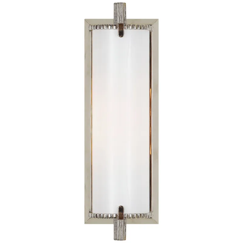 Thomas O'Brien Calliope Short Bath Light in Polished Nickel with White Glass Wall Light W4" x H11.5"