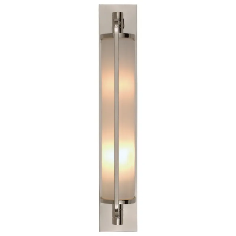Thomas O'Brien Keeley Tall Pivoting Sconce in Chrome with White Glass Wall Light W3.5" x H20.75"