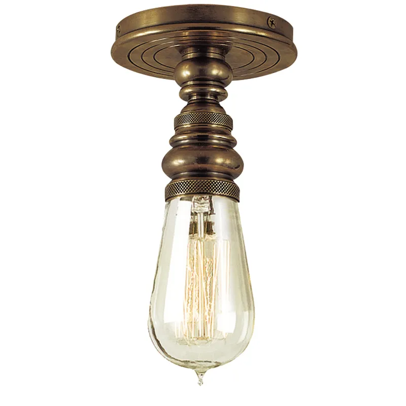 Chapman & Myers Boston Single Flush Mount in Hand-Rubbed Antique Brass Ceiling Light W5.5" x H8.5"