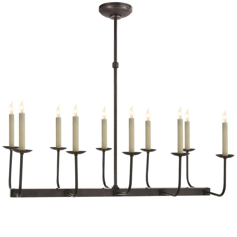 Chapman & Myers Linear Branched Chandelier in Bronze Ceiling Light W35"
