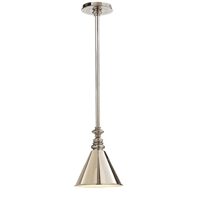Chapman & Myers Boston Pendant in Polished Nickel with Mini Slant Shade Ceiling Light W7.25"