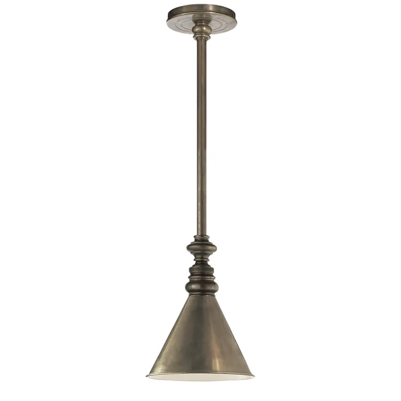 Chapman & Myers Boston Pendant in Antique Nickel with Mini Slant Shade Ceiling Light W7.25"