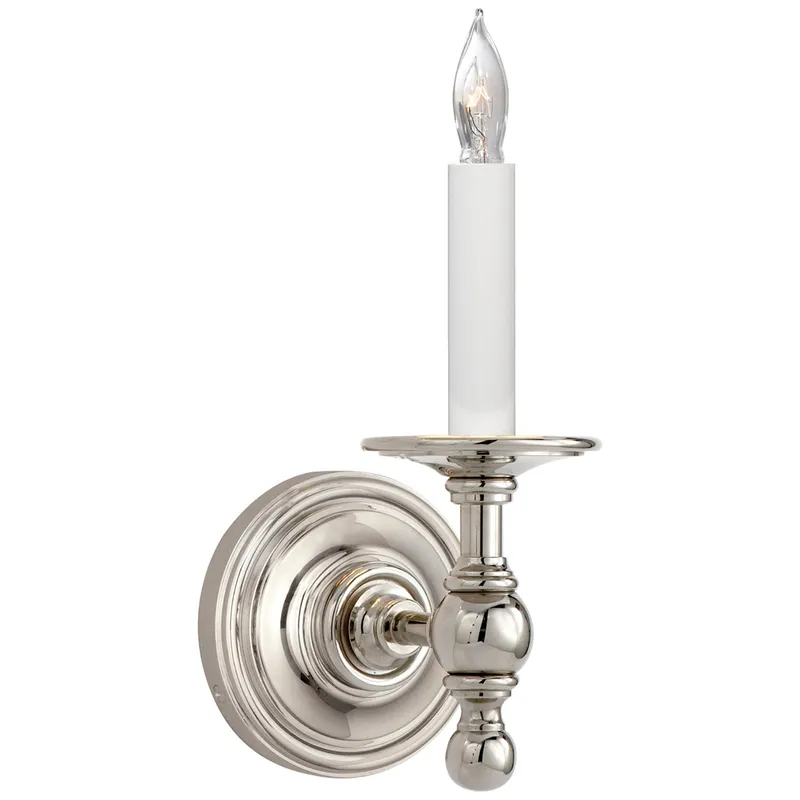 Chapman & Myers Classic Single Sconce in Polished Nickel Wall Light W4.5" x H8"