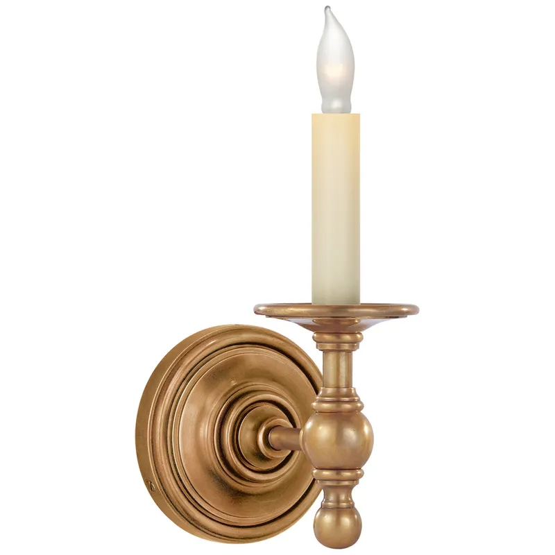 Chapman & Myers Classic Single Sconce in Hand-Rubbed Antique Brass Wall Light W4.5" x H8"