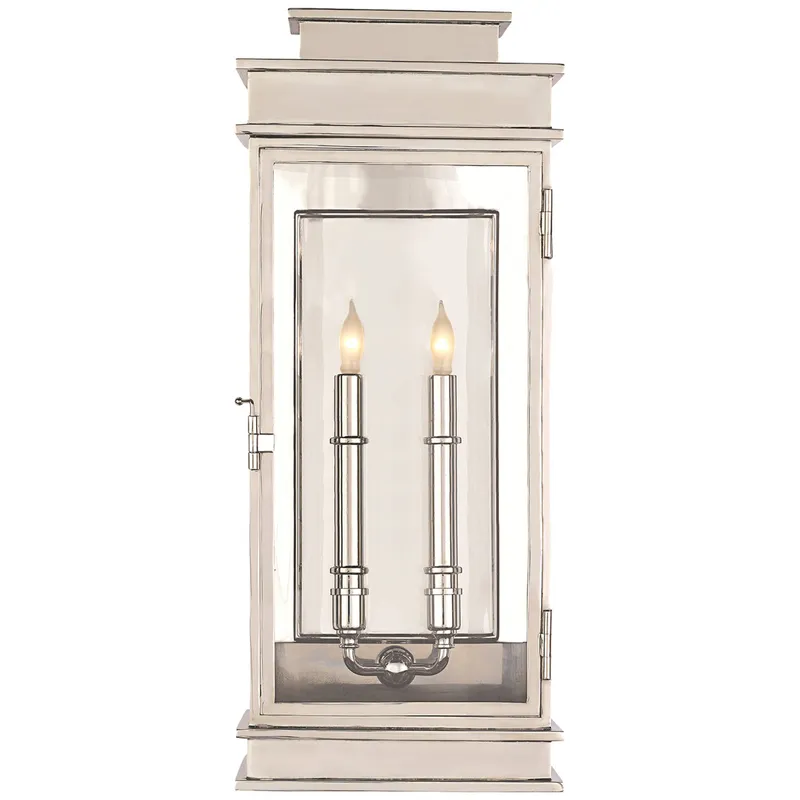 Chapman & Myers Linear Lantern Tall in Polished Nickel Wall Light W9" x H22.5"