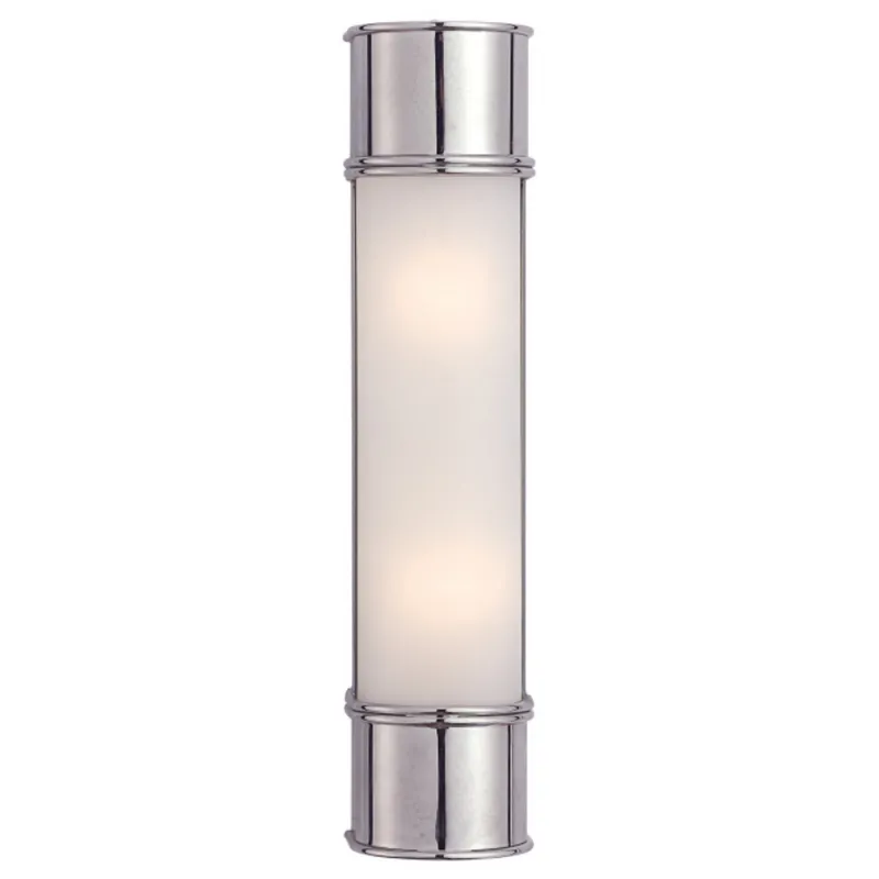 Chapman & Myers Oxford 18" Bath Sconce in Chrome with Frosted Glass Wall Light W4.25" x H18.5"