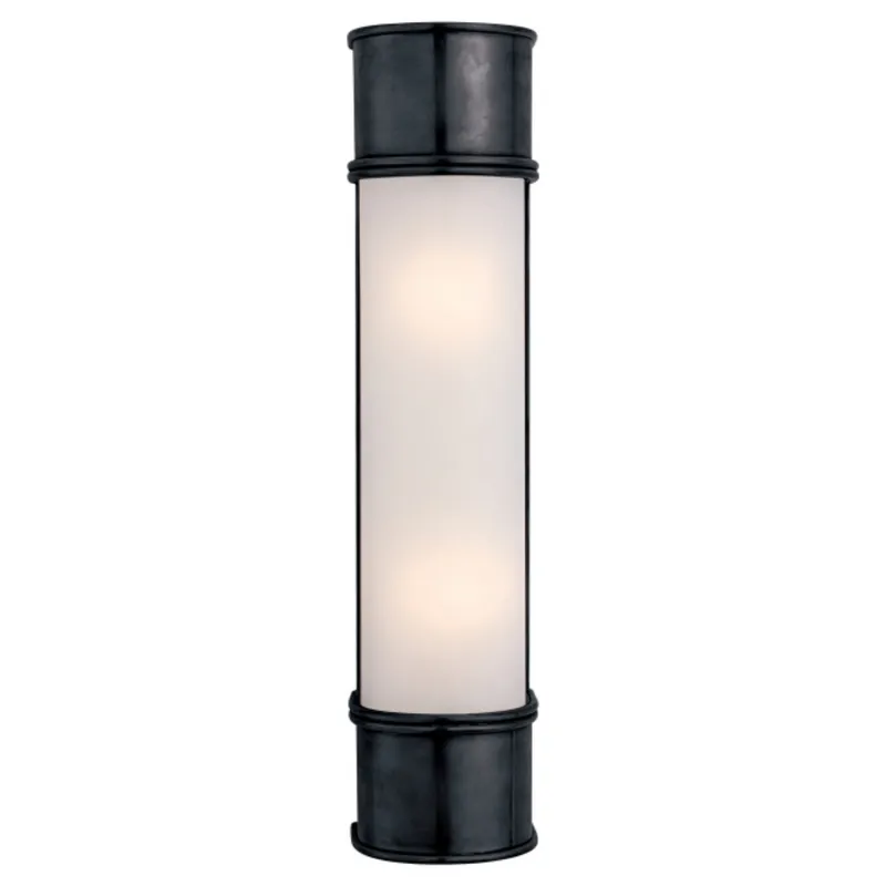 Chapman & Myers Oxford 18" Bath Sconce in Bronze with Frosted Glass Wall Light W4.25" x H18.5"