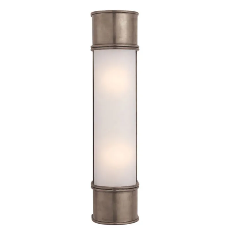 Chapman & Myers Oxford 18" Bath Sconce in Antique Nickel with Frosted Glass Wall Light W4.25" x H18.5"