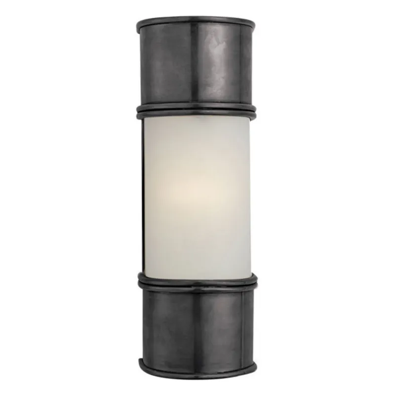 Chapman & Myers Oxford 12" Bath Sconce in Bronze with Frosted Glass Wall Light W3.75" x H12"