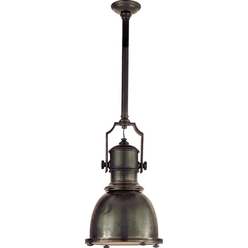 Chapman & Myers Country Industrial Small Pendant in Bronze with Bronze Shade Ceiling Light W14"