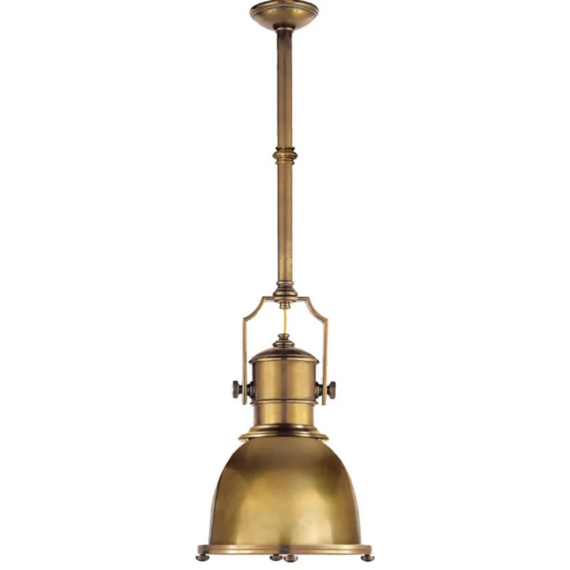 Chapman & Myers Country Industrial Small Pendant in Antique-Burnished Brass with Antique-Burnished Brass Shade Ceiling Light W14"