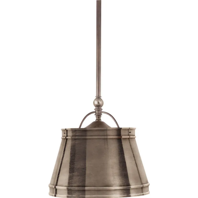 Chapman & Myers Sloane Single Shop Light in Antique Nickel with Antique Nickel Shade Ceiling Light W15.5"
