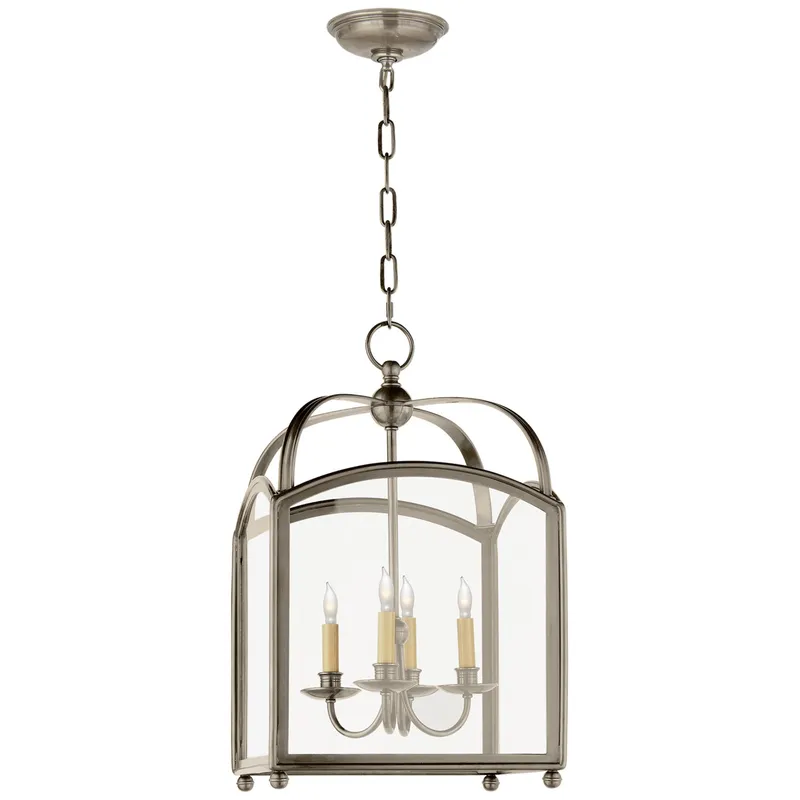 Chapman & Myers Arch Top Small Lantern in Antique Nickel Ceiling Light W14.5" x H24"