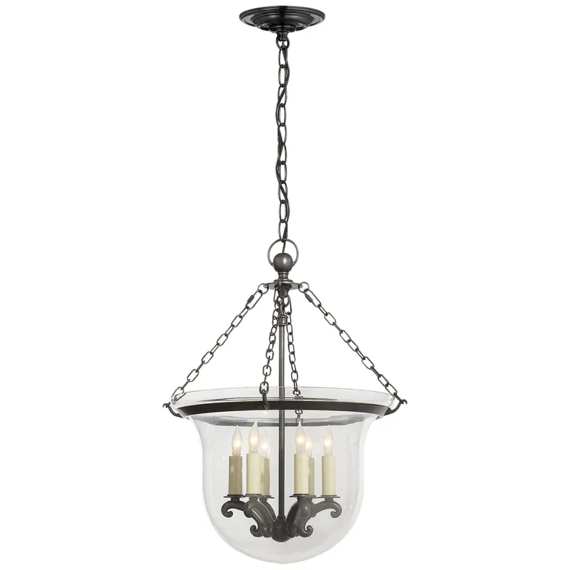Chapman & Myers Country Medium Bell Jar Lantern in Bronze Ceiling Light W15.5" x H21"