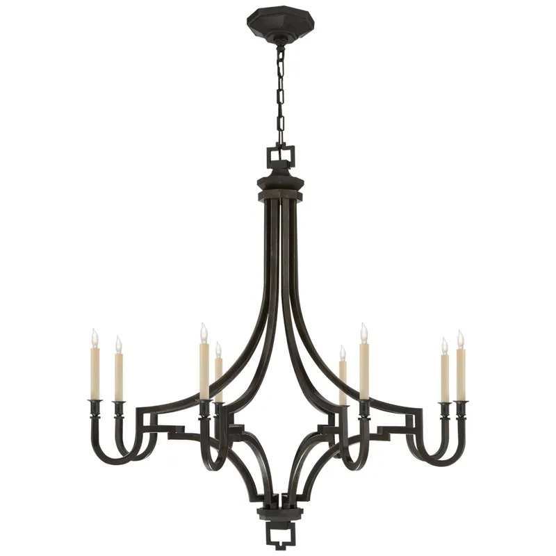 Chapman & Myers Mykonos Large Chandelier in Aged Iron Ceiling Light W37" x H38.75"