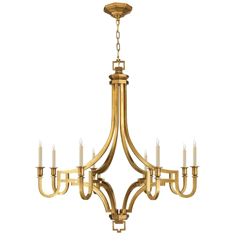 Chapman & Myers Mykonos Large Chandelier in Antique-Burnished Brass Ceiling Light W37" x H38.75"