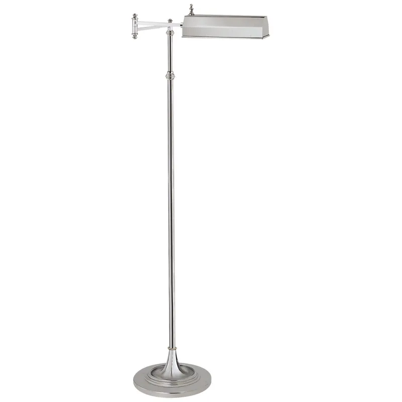 Chapman & Myers Dorchester Swing Arm Pharmacy Floor Lamp in Polished Nickel H37" - 63"