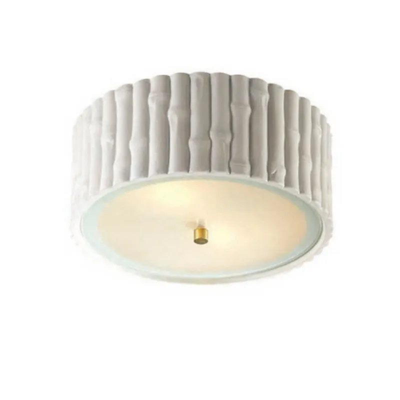 Alexa Hampton Frank Small Flush Mount in White with Frosted Glass Ceiling Light W11.25" x H4.75"
